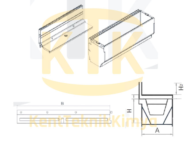 AK-FDK-2070-B125 Fuga Drenaj Kanalı 200x1000x70 (B125) - Kent Teknik Kimya
